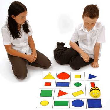 bee-bot/blue-bot shapes, colour and size mat